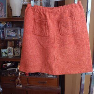 26" Vintage 1960's Womens Skirt PUMPKIN ORANGE ACRYLIC FLECK POCKETED MOD SKIRT